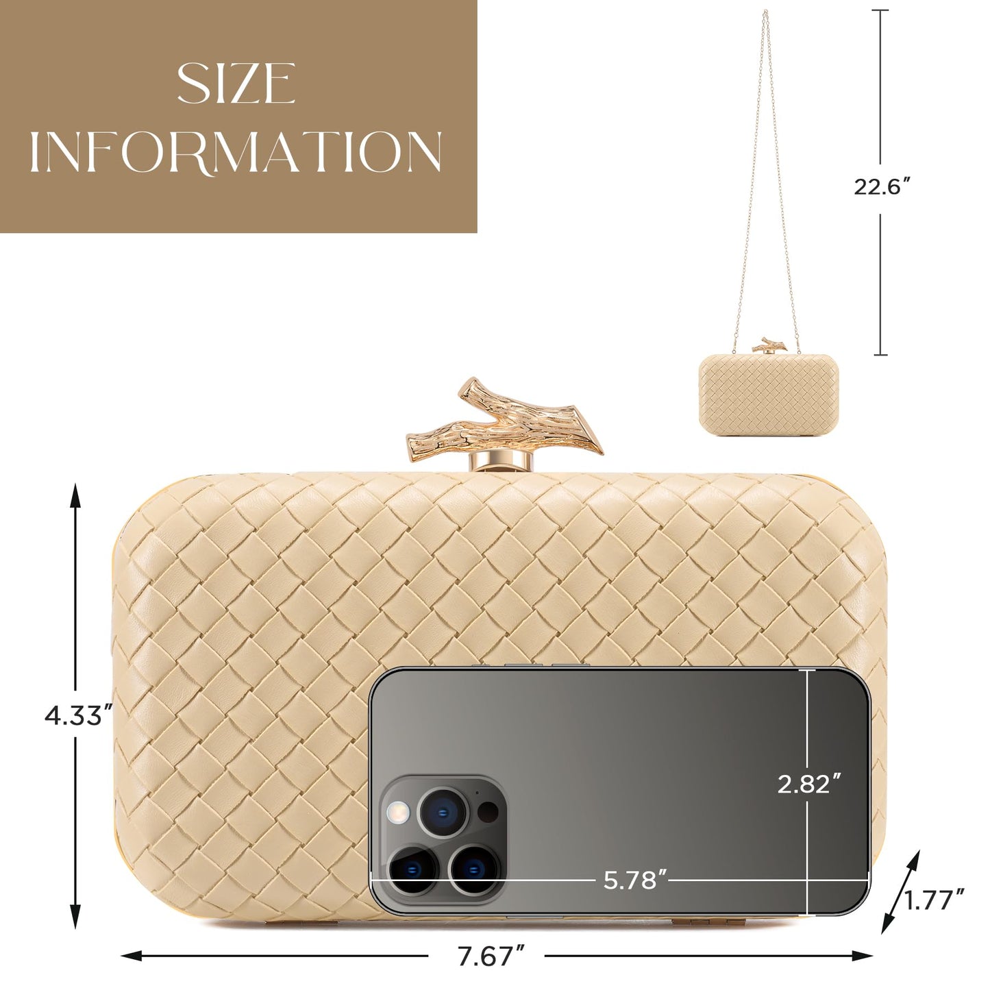 CHUNLI Clutch Purses for Women Evening/Wedding Chic Woven Bag Formal PU Leather Purse Designer Handbags for Women