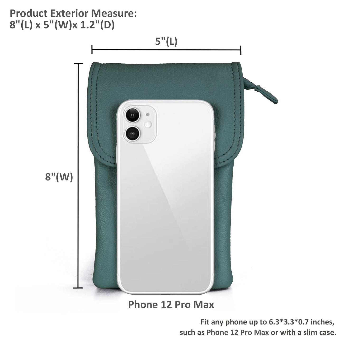 befen Genuine Leather Cell Phone Purse Crossbody, Small Travel Crossbody Bags for Women Trendy Spring Summer, Fit iPhone 15 - Hunter Green
