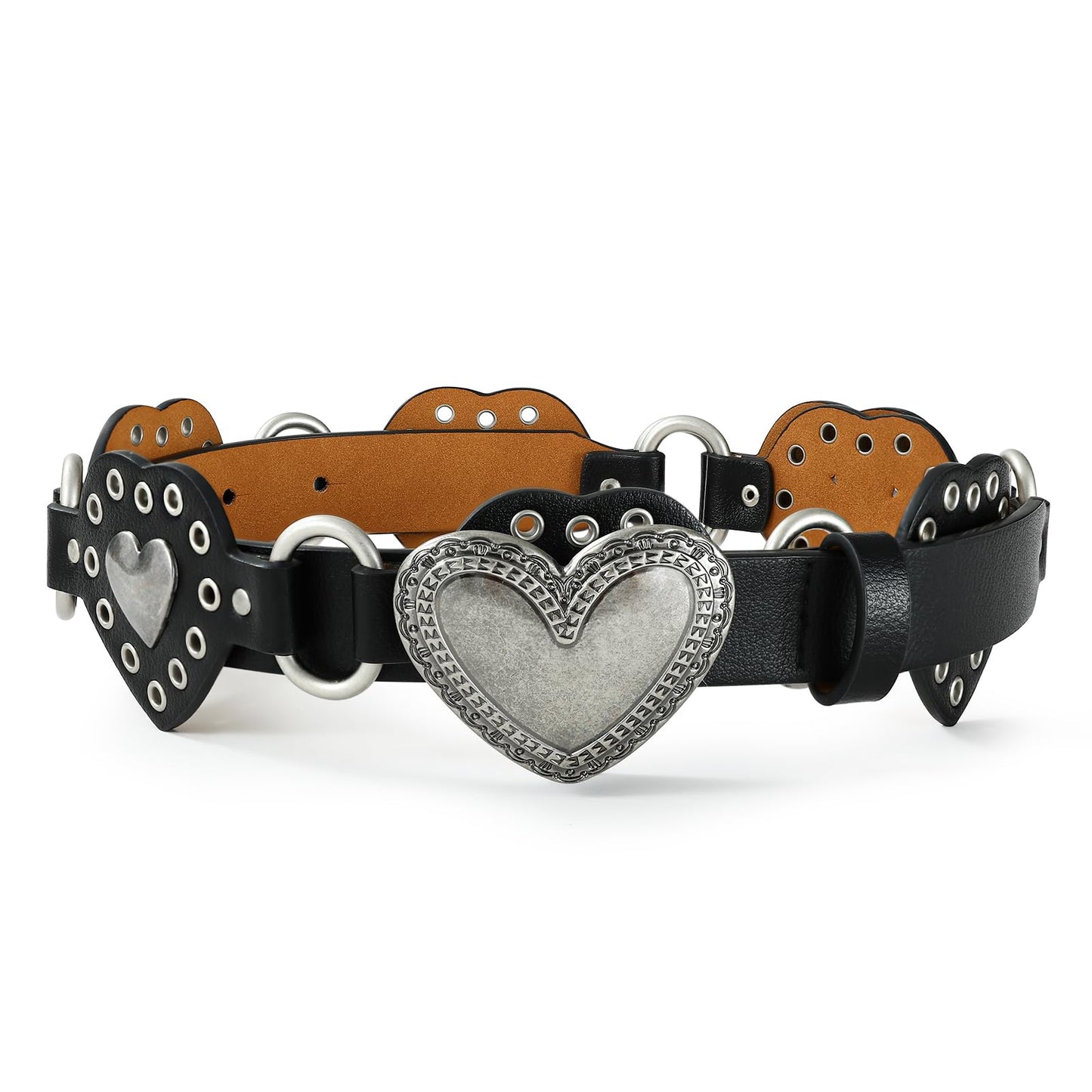 RISANTRY Conch Belt for Women Heart Belt Stylish Design with Silver Heart Buckle Chic Accessory for Jeans
