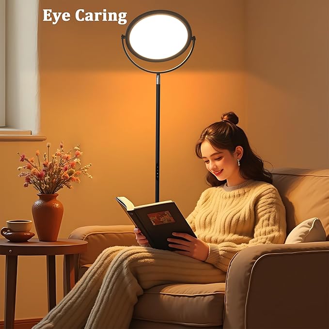 Floor Lamps for Living Room,Bright Tall Lamp, 300° Flexible Head Modern Torchiere Standing Lamp with Remote & Touch, 3000K-6000K Dimmable LED Lights for Bedroom, Office (Black)