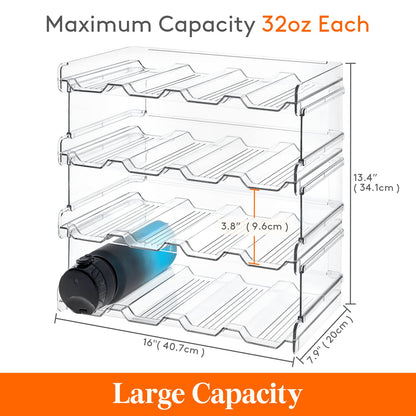 Lifewit Stackable Water Bottle Organizer for Cabinet, Plastic Bottle Holder Fits Bottles & Tumblers up to 3.8" Diameter, Pantry, Countertop & Fridge, 2 Tier Holds 8 Bottles