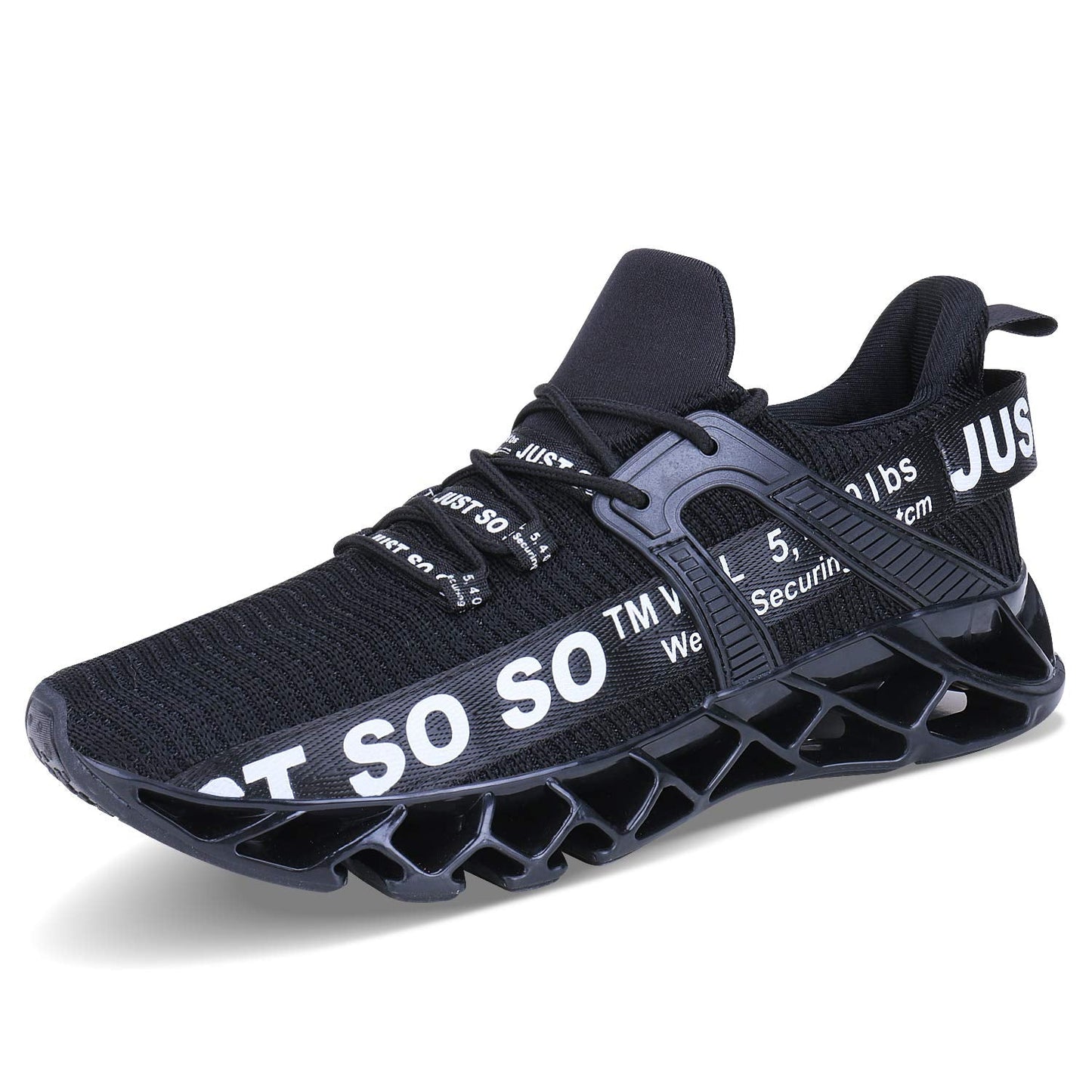 JSLEAP Men Running Shoes Walking Athletic for Men Casual Slip Fashion Sports Outdoor Shoes Black White,US 6.5