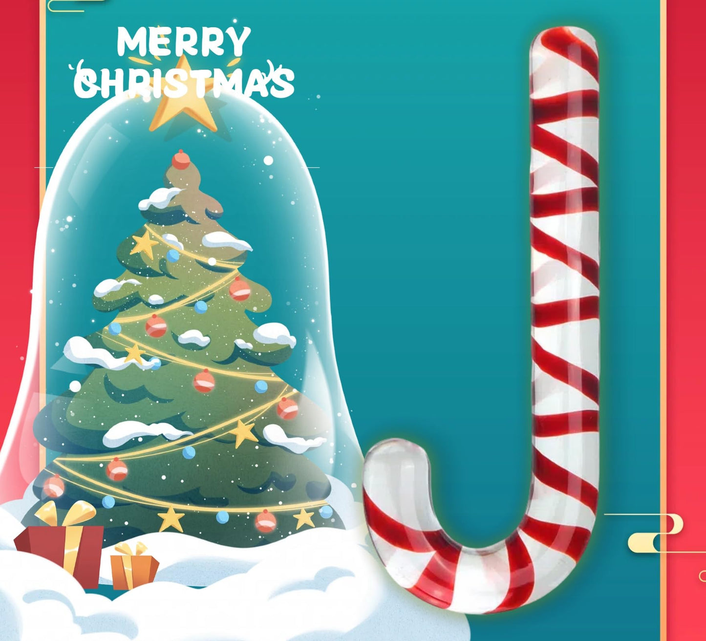 Glass Christmas Cane, Crystal Glass Candy Cane, Suitable for Christmas Tree Decoration DIY (17.5cm)