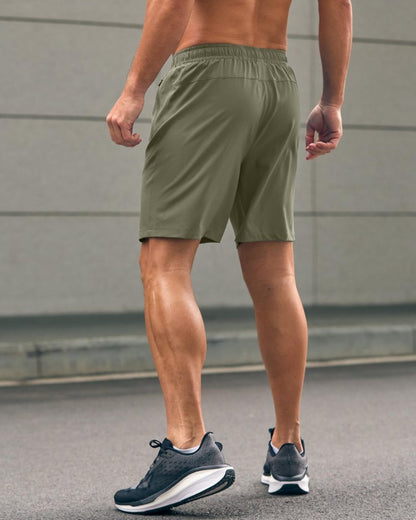 Men's Athletic Running Shorts with Zipper Pockets Quick Dry 7"/ 5"/ 9" Workout Gym Shorts for Basketball Hiking(Sage Green,7XS)