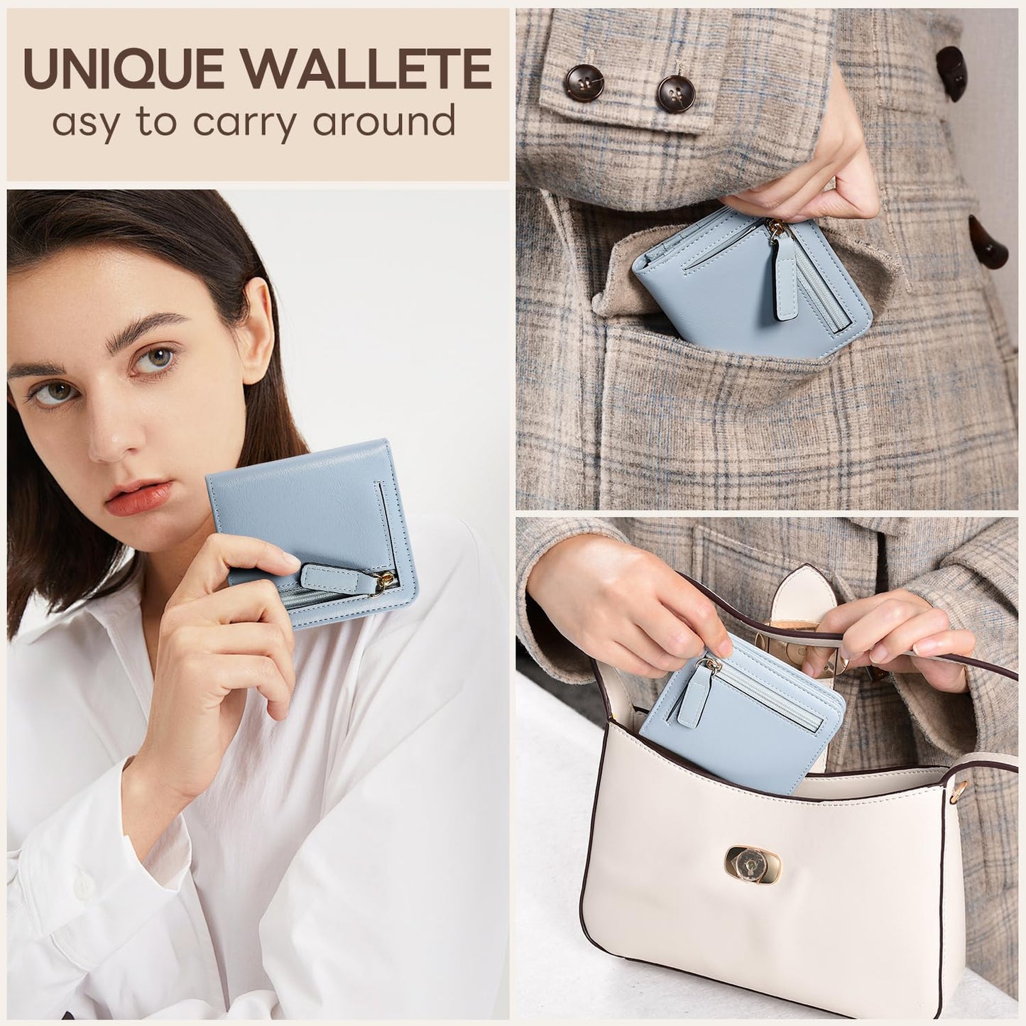 XZVXZV Small Wallet Women RFID Blocking Leather Bifold Compact Card Holder Wallet for Women With Zipper Coin Pocket ID Window (Red)
