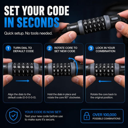 Heavy-Duty Bike Lock – Anti-Theft 5-Digit Combination Bicycle Lock | Weather-Resistant, Cut-Resistant Security Lock for Mountain, Road & Hybrid Bikes by Revas