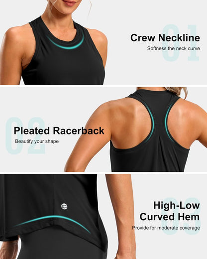 G Gradual Women's Workout Tank Tops Racerback Athletic Yoga Tops Loose Fit Sleeveless Running Gym Sports Shirts for Women(Black,XXL)