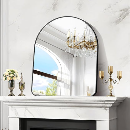 Arched Bathroom Mirror, 30"x36" Black Arched Mirror for Bathroom, Wall Mounted Mirror, Black Vanity Wall Mirror w/Metal Frame for Bedroom, Entryway, Living Room, Hanging or Leaning Against Wall