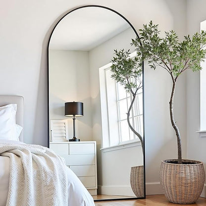 Arched Floor Mirror, 76 "x 34" Full Length Mirror Wall Mirrors Hanging or Leaning Arched-Top Full Body Mirrors with Stand for Bedroom, Dressing Room, Black