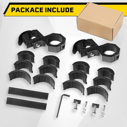2-Pack Quick-Release Rubber Clamp with Roll Bar Clamps Mounting Brackets for 1" 1.5" 1.75",Rubber Mount Clamps for 1-1/7'' to 1-3/7'' Diameter in Diameter Tools for ATV UTV Truck Snowmobile Golf Cart