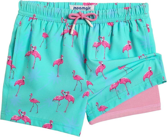 Boys Swim Trunks with Compression Liner - Toddler Stretch Swim Shorts for Comfort & Durability