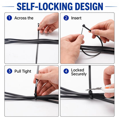 Zip Ties 12 inch, 4000 Pack Heavy Duty Black Zip Ties with 120 lbs Tensile Strength, Self-Locking Nylon Cable Ties,Wire Ties for indoor and outdoor use