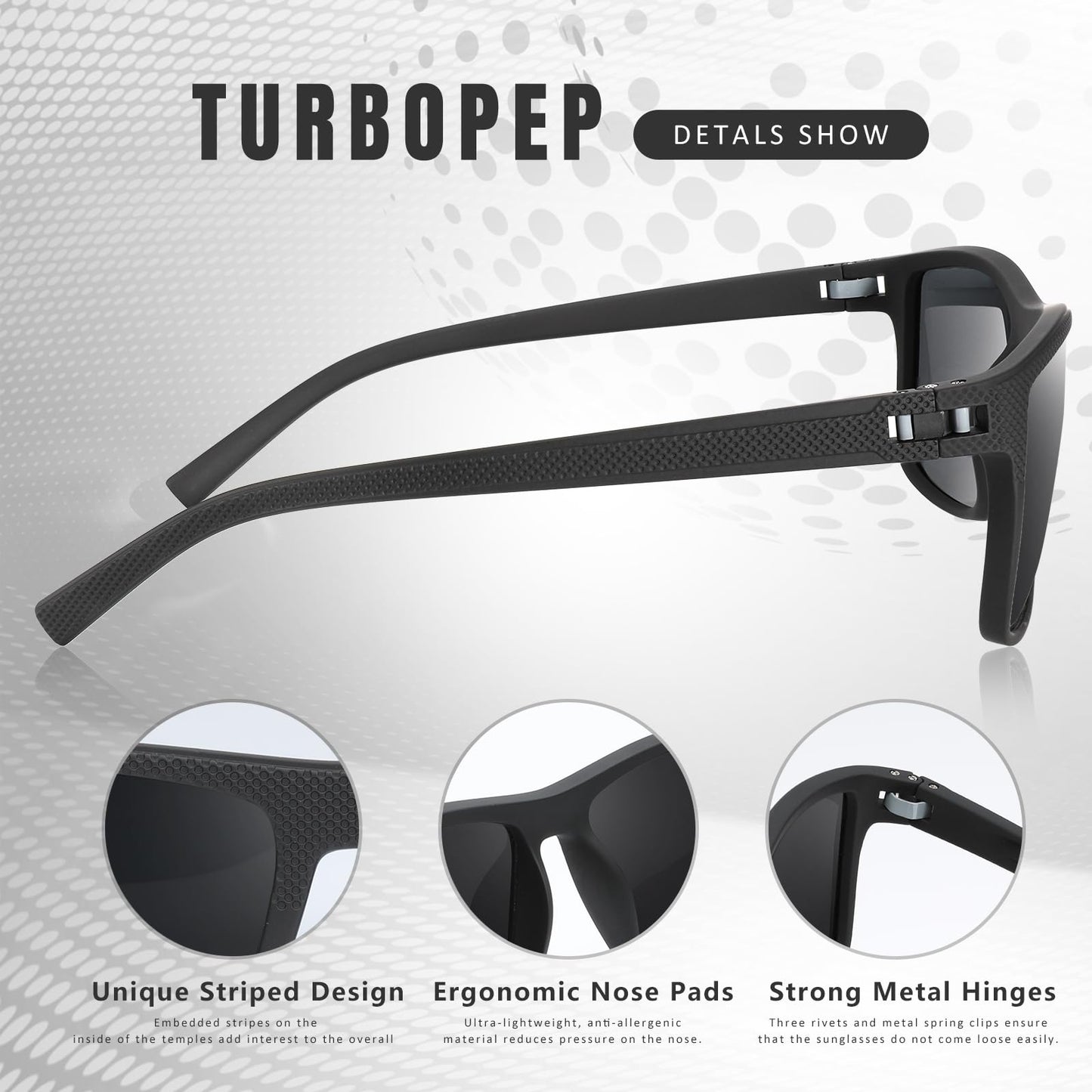Square Polarized Sunglasses for Men and Women Lightweight Frame Sun Glasses with UV Protection