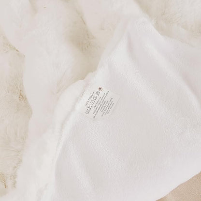 Light Beige Cozy Faux Fur Throw Blanket for Living Room Bedroom 50x60 Thick Ultra Soft Aesthetic Fuzzy Throw Blanket Fluffy Furry Bed Comforter Home Decor 860 GSM