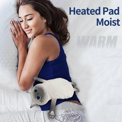 Large Microwave Heating Pad with Washable Cover 21 * 12" Microwavable Heating Pads for Cramps, Back, Neck Shoulder Pain Relief, Cordless Weighted Moist Heat Pack, Black Cat