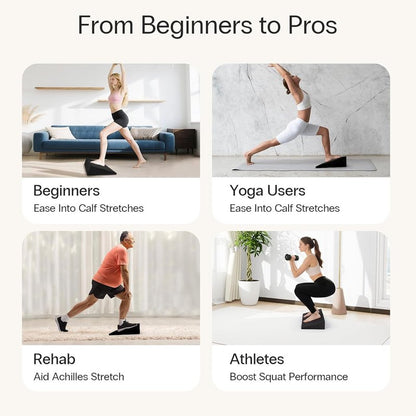 Foam Yoga Wedge Blocks - Set of 2, 16.5° Incline, Black | Ideal for Yoga, Stretching & Physical Therapy