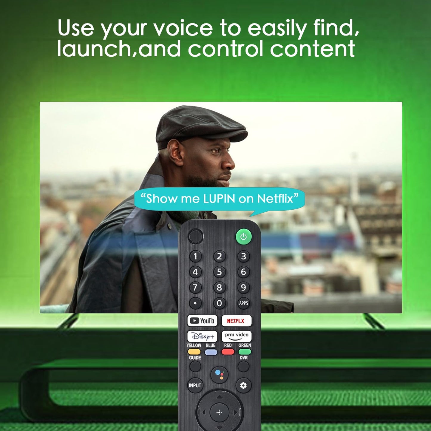 Voice Remote Replacement for Sony Smart TV Control:Comptible for 2019-2025 Sony Bravia OLED LED 4K 8K UHD,for Android Google TV with Shortcuts YouTube and Dinsey+ etc.