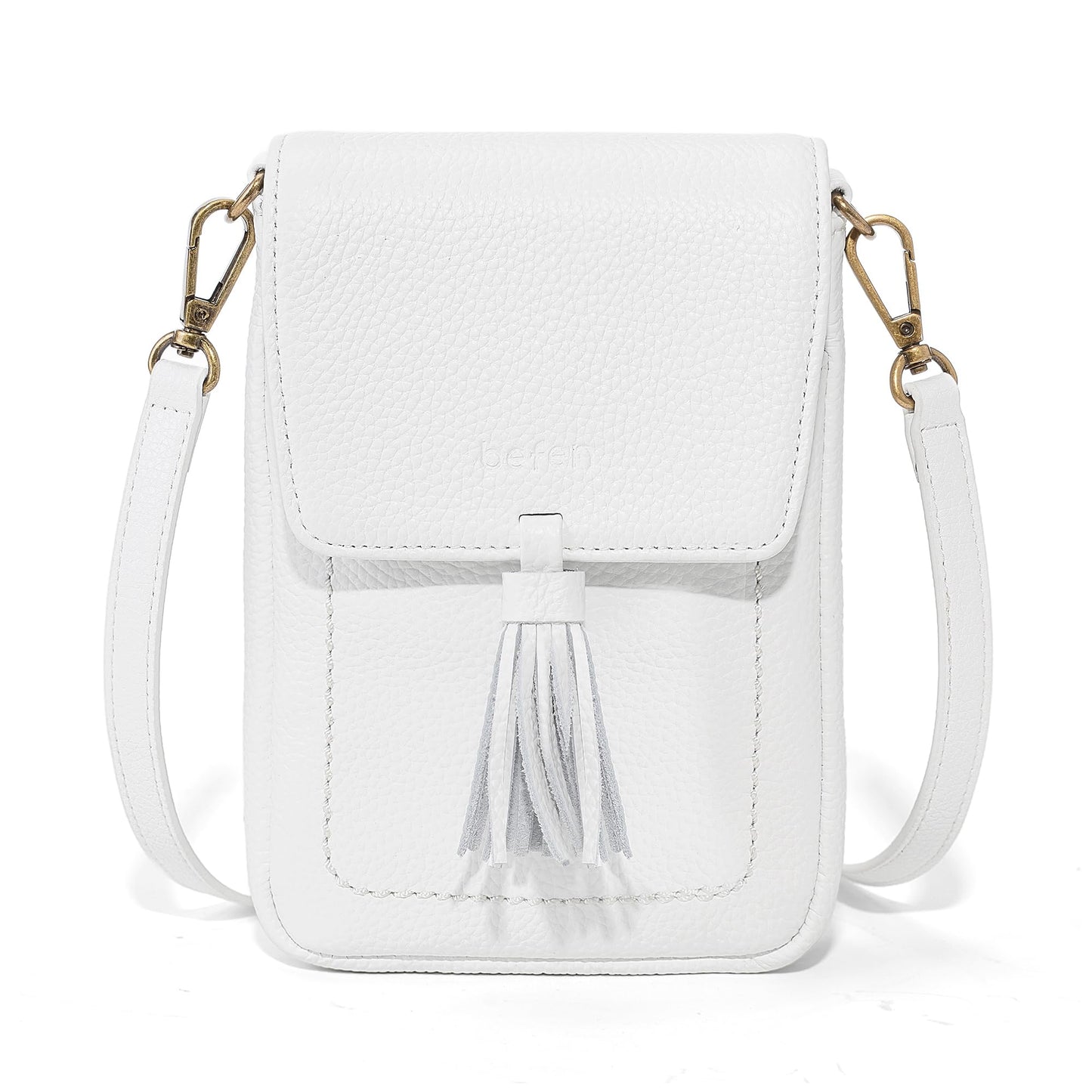 befen White Small Crossbody Bag for Women, Lightweight Mini Purse with Multiple Compartments and Card Slots for Daily Use Travel