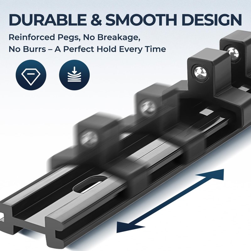 Reniteco 3-Piece Socket Organizer - 3/8-Inch Drive x 45 Clips, Heavy Duty ABS Socket Holder with Removable End Caps, Premium Socket Rail for Tool Box Drawer