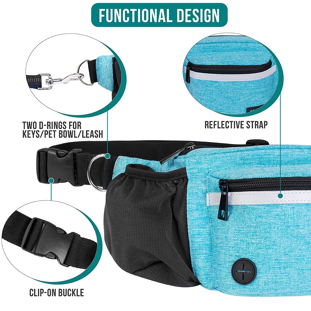 PetAmi Dog Fanny Pack, Treat Pouch for Dog Walking, Training, Built in Poop Bag Dispenser, Water Bottle Holder, Collapsible Bowl, Pet Treat Waist Belt for Hiking, Running, Kibbles (Camo Black)