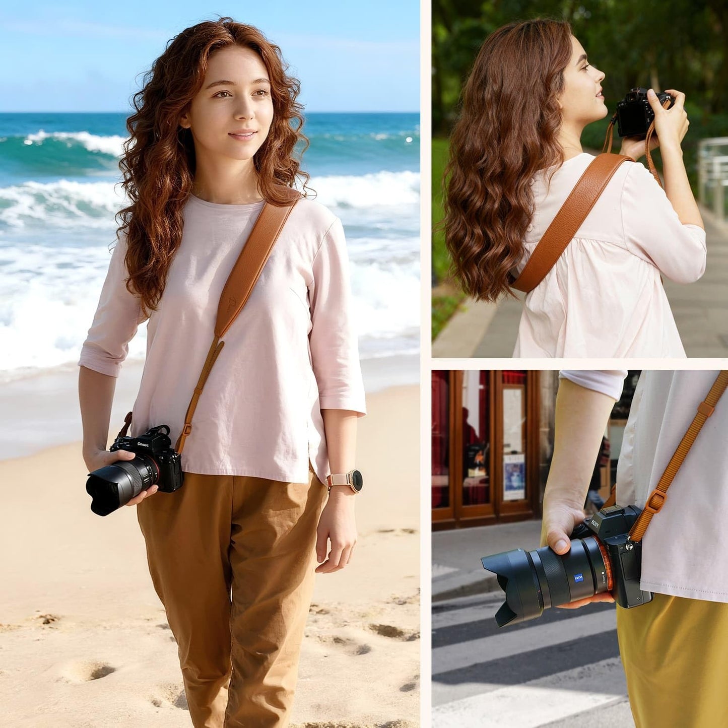 Divvia 1.8”Wide Camera Strap, Fashionable PU Leather Camera Strap for Sony/Nikon/Canon/Minolta/Panasonic/SLR/DSLR Cameras (Brown, 1.8 inch)