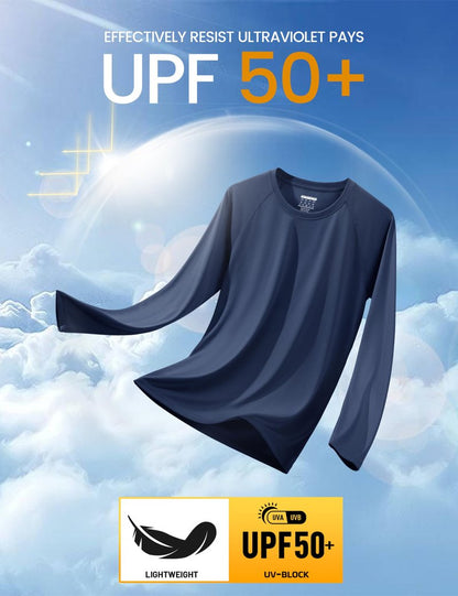 MAGCOMSEN Rash Guard Long Sleeve Fishing Shirts for Men Sun Protection Clothing Dry Fit UPF 50+ UV Protection Athletic Shirts Navy