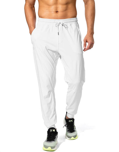 G Gradual Men's Sweatpants with Zipper Pockets Athletic Pants Traning Track Pants Joggers for Men Soccer, Running, Workout(White,XL)