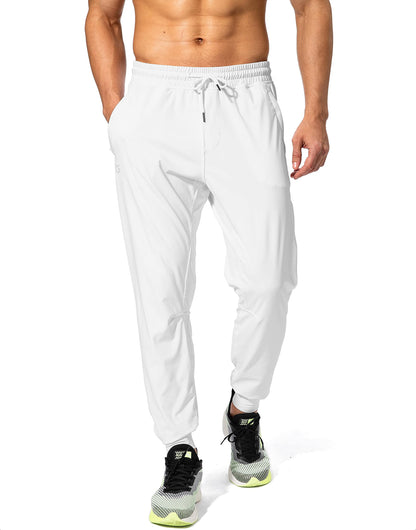 G Gradual Men's Sweatpants with Zipper Pockets Athletic Pants Traning Track Pants Joggers for Men Soccer, Running, Workout(White,XS)