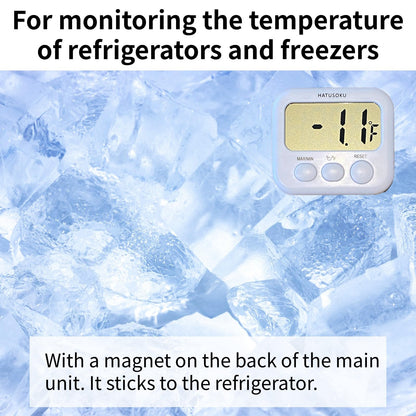 Digital Thermometer with External Sensor, Magnet, Suction Cup, Water Thermometer, Aquarium, Refrigerator, Freezer (White)