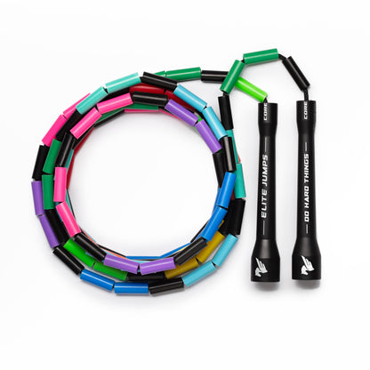 Elite Jumps - Do Hard Things 1” Beaded Jump Ropes - Strong & Durable Materials - Resize & Adjust - Fitness & Cardio Training - Improve Rhythm, Speed, Agility