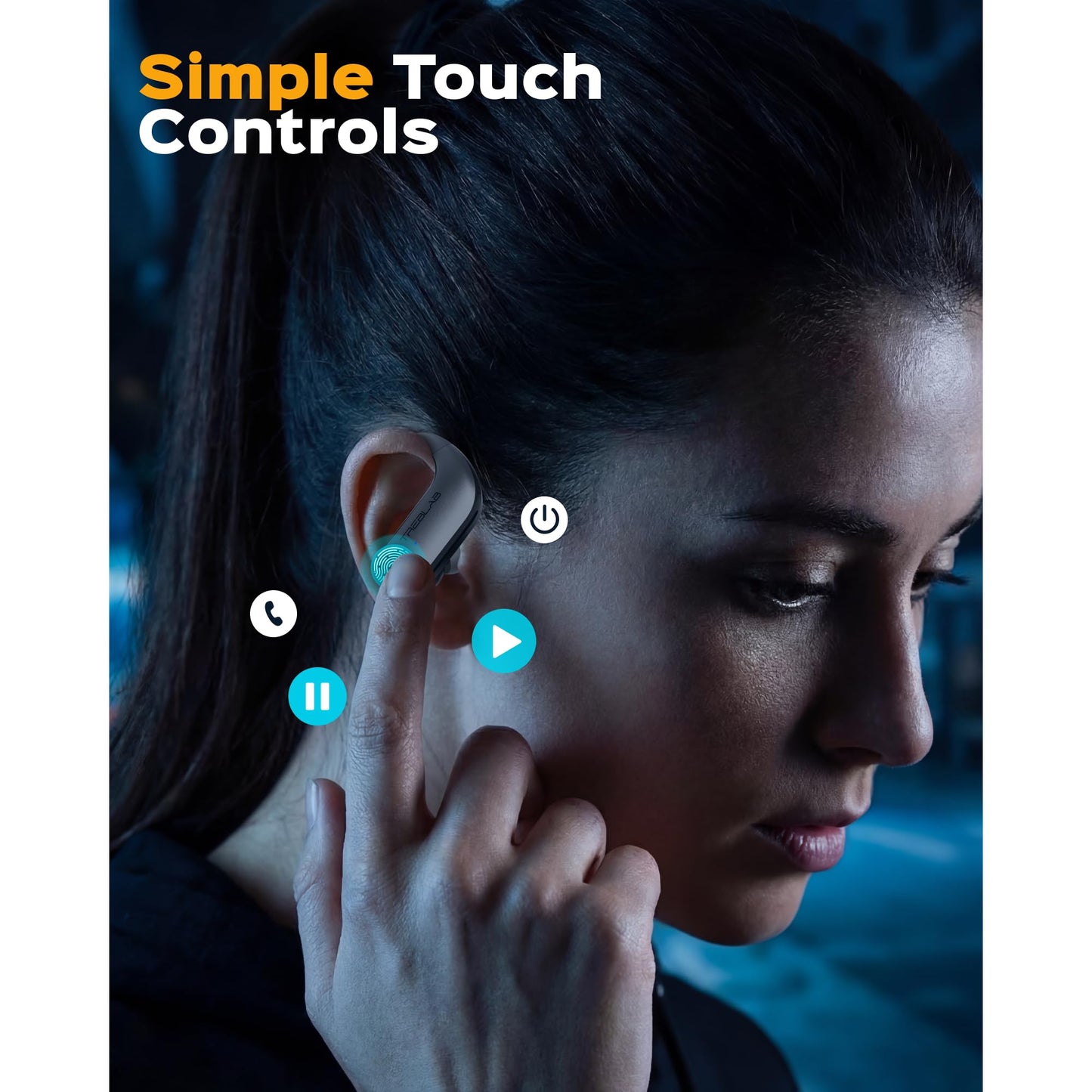 TREBLAB X3 Pro - Sports Wireless Ear Buds Bluetooth - Comfortable Workout Headphones with Secure Ear Hooks, 9H Long Battery Life, IPX5 Sweatproof Earphones, Noise Isolation Over Ear Earbuds