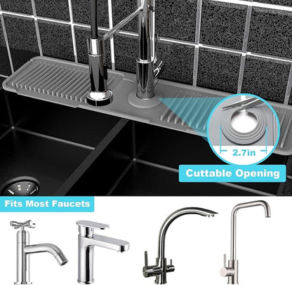 Folding sink splash guard behind faucet-faucet mat