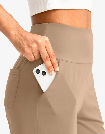 G Gradual Women's Bermuda Long Shorts with Pockets 7" High Waisted Knee Length Shorts for Women Walking Athletic Workout(Khaki-L7,3XL)