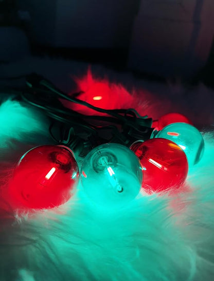 25Ft LED Christmas Outdoor String Lights, G40 Globe Lights with 27 0.6W Clear Multicolor Bulbs, Vintage Christmas Lights for Holiday Party Backyard Wedding Garden Patio Porch Decor, Green Wire