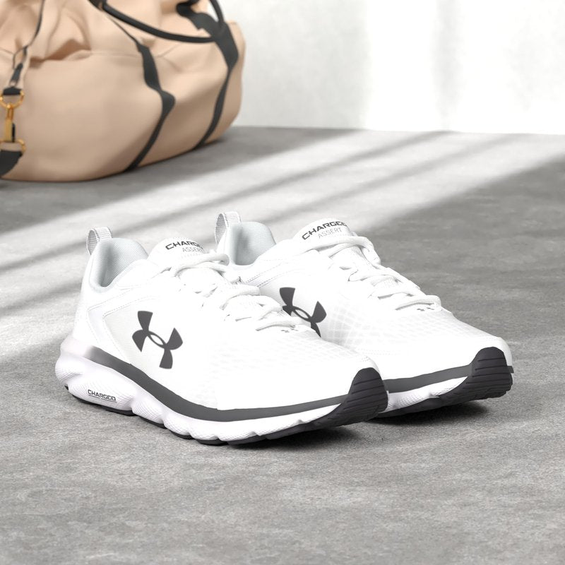 Under Armour Mens Charged Assert 9 Running Shoe, White(100 Black, 7.5 X-Wide US