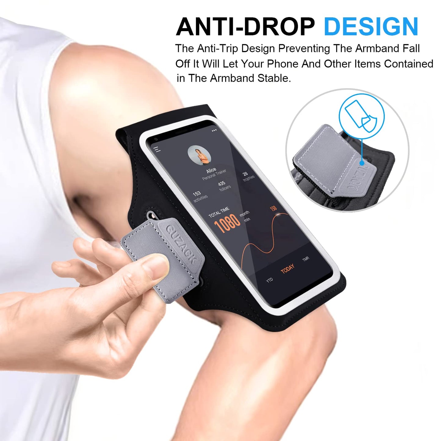 GUZACK Running Armband for iPhone 17 16 15 14 13 12 Pro Max/Plus/XR/XS, Galaxy S25/S24/S23/S22, with Card Slot & Key Pockets, Sports Arm Bands Cell Phone Holder Fit Up to 6.9 Inches Phone