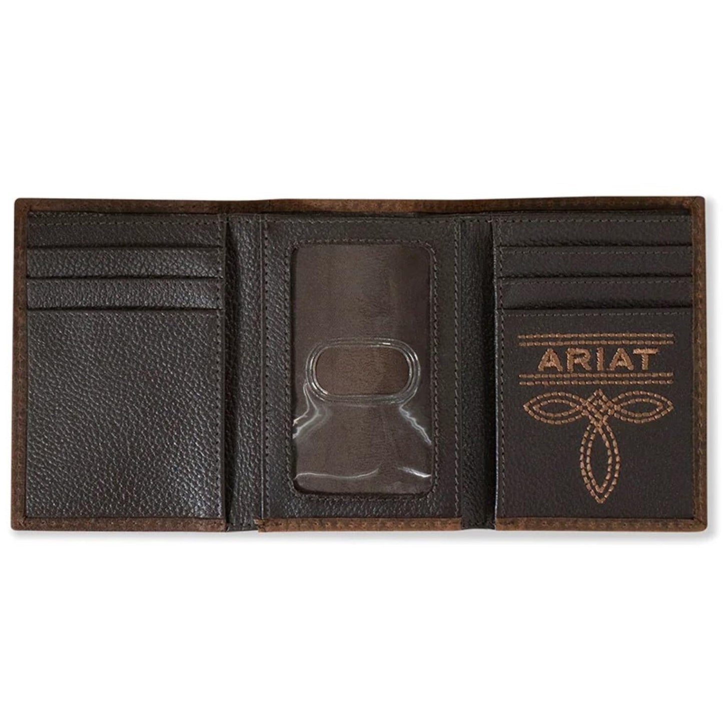 ARIAT Men's Large Logo Bull Hide Leather Trifold Wallet