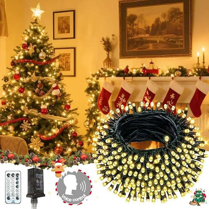 Voice Control 88ft 240LED Smart Christmas String Lights Outdoor/Indoor | String Lights Plug in with Remote, 12Modes, 7Voice Commands & Timers, Christmas Twinkle Light for Xmas Tree Decor (Warm White)