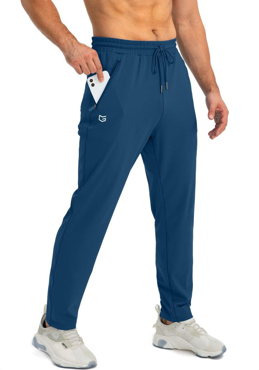 G Gradual Men's Sweatpants with Zipper Pockets Tapered Joggers for Men Athletic Pants for Workout, Jogging, Running (Dark Blue, XX-Large)