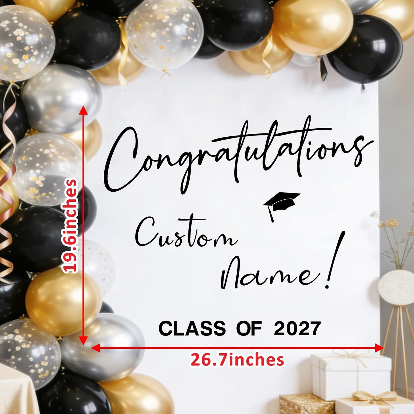 Custom Name Class of 2026 Sign for Backdrop 2026 Graduation Decorations Decals for Balloon Arch DIY Grad Party Decoration Vinyl Lettering Banner for High School University Graduates Party Favors