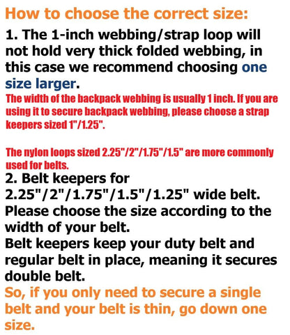 TACNEX Duty Belt Keepers w/Hook & Loop Closure for 1.25" Wide Utility Belt Loop Stays Nylon Tactical Strap Holder Retainer Police Law Enforcement Security Military Accessories CB