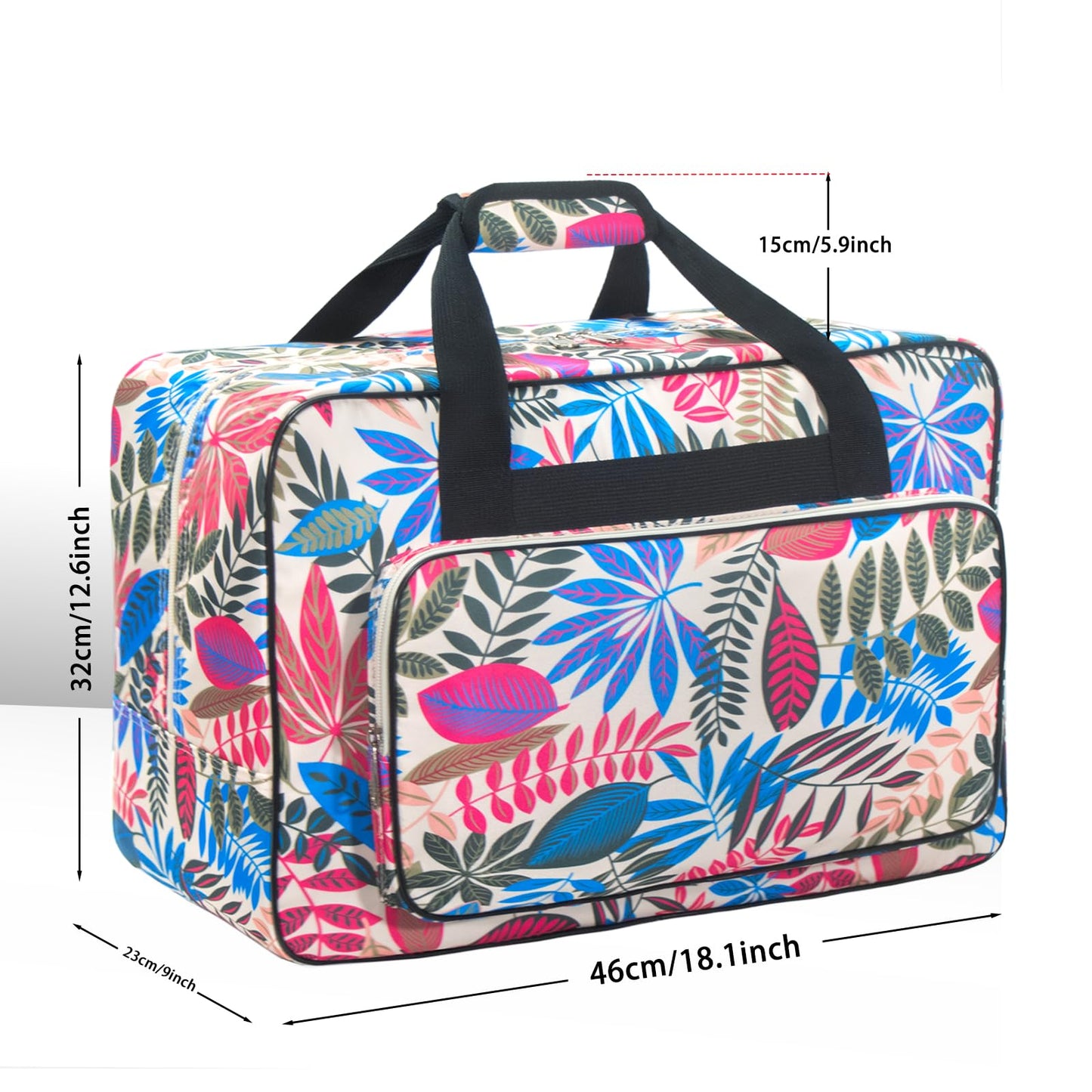 Haroranax Sewing Machine Carrying Case, Sewing Machine Carrying Case Tote Bag, Universal Tote Storage Bag with Pockets and Handles, Suitable for Most Standard Singer, Janome (Milk White)
