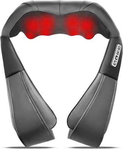Shiatsu Neck and Back Massager with Heat, Electric Deep Tissue Kneading Neck and Shoulder Massage, Best Gifts for Women Men Mom Dad Mothers Fathers Day Birthday Gift (NOT Cordless)