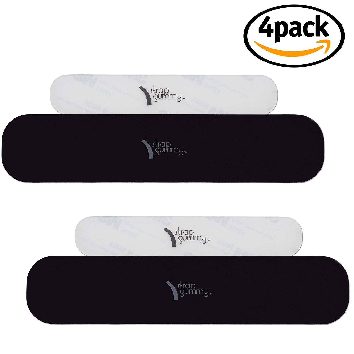 Strap Gummy - Prevent Strap Slips - The ORIGINAL Non Slip Shoulder Strap Grip Strips - Set of 4 Pieces - 2 Large Black & 2 Small Semi-Clear