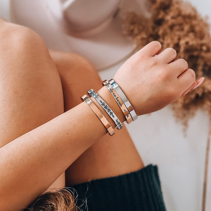 JoycuFF Blank Cuff Bracelet Stainless Steel Jewelry Minimalist Simple Open Bangle Silver