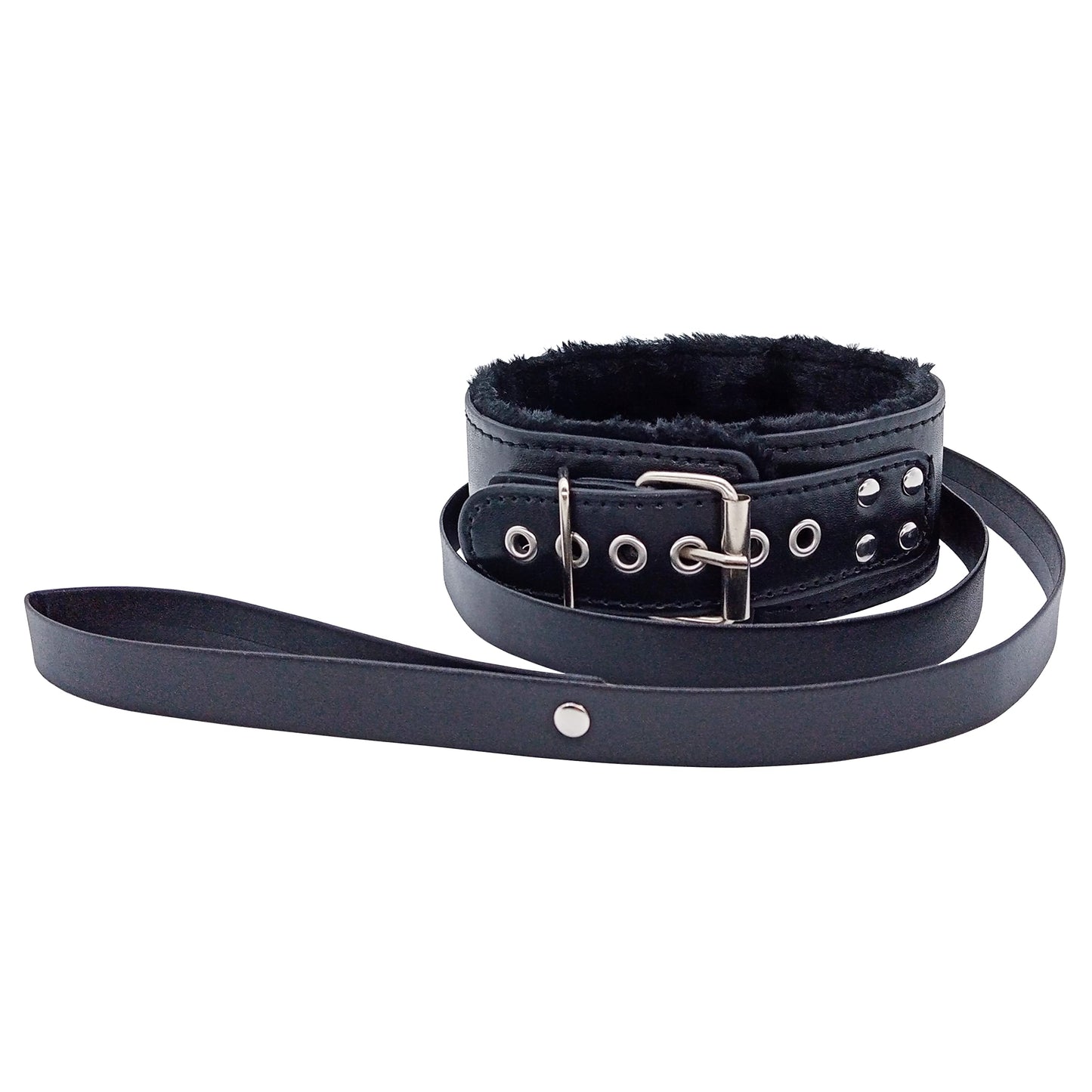 Gothic Leather Choker Collar with Long Traction Leather Rope and Collar Necklace Neck Size Adjustable Suitable for Pet Black 25x2 in