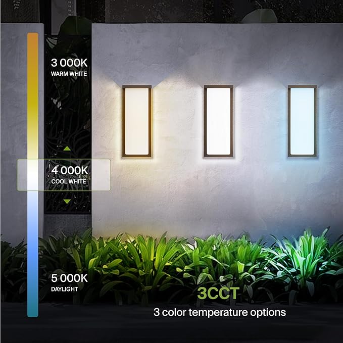 ASD LED 14" Outdoor Wall Light, Front Door House Sconce | 3CCT, Dimmable, Waterproof, ETL Listed | 20W 1900LM 3000-5000K 120V | Exterior Patio Lighting Fixture, Porch Lamp | Dark Bronze, 4 Pack