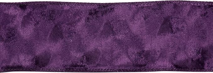 MEEDEE Purple Velvet 2.5 Inch Wired Ribbon - Crushed Velvet Christmas Ribbon, 10 Yards for Tree Decoration, Wreaths, Crafts