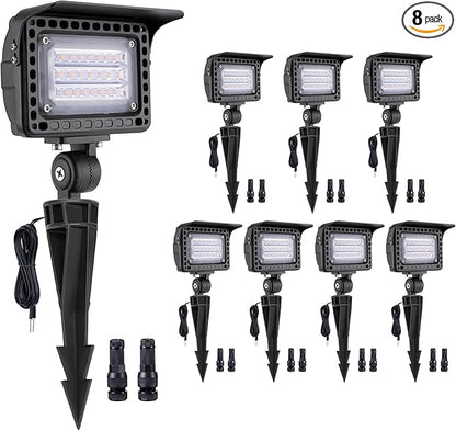 Gardenreet Landscape Wall Wash Lights - Low Voltage Flood LED Light, 12V 5/10/15/20W & 3 Color Temperature Selectable, Outdoor Waterproof Aluminum Black Lighting for Patio Yard Wall 8 Pack