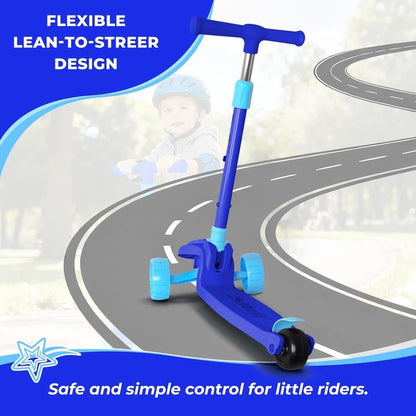 Nattork Kids Scooter for Girls Boys with Light Up Wheels, 3 Adjustable Height Handlebars, Lean-to-Steer Technology, Widen Anti-Slip Deck, 3 Wheel Scooter for kid ages 3-8, Support Riders Up to 110 LBS